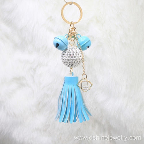 Leather Tassel Keychain With Clasp For Bag Shambala Pendant